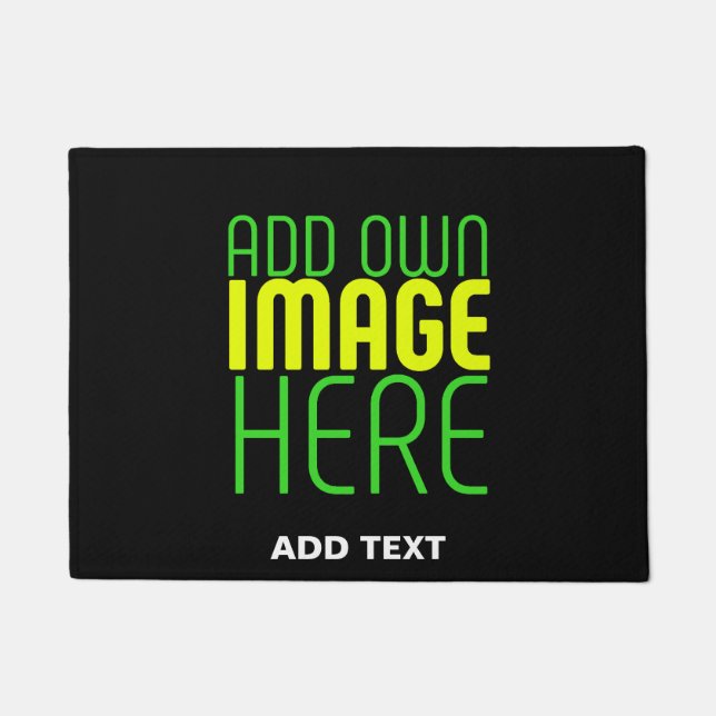 MODERN EDITABLE SIMPLE BLACK IMAGE TEXT TEMPLATE DOORMAT (Front)