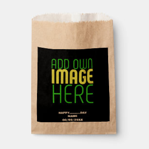 MODERN EDITABLE SIMPLE BLACK IMAGE TEXT TEMPLATE FAVOUR BAGS