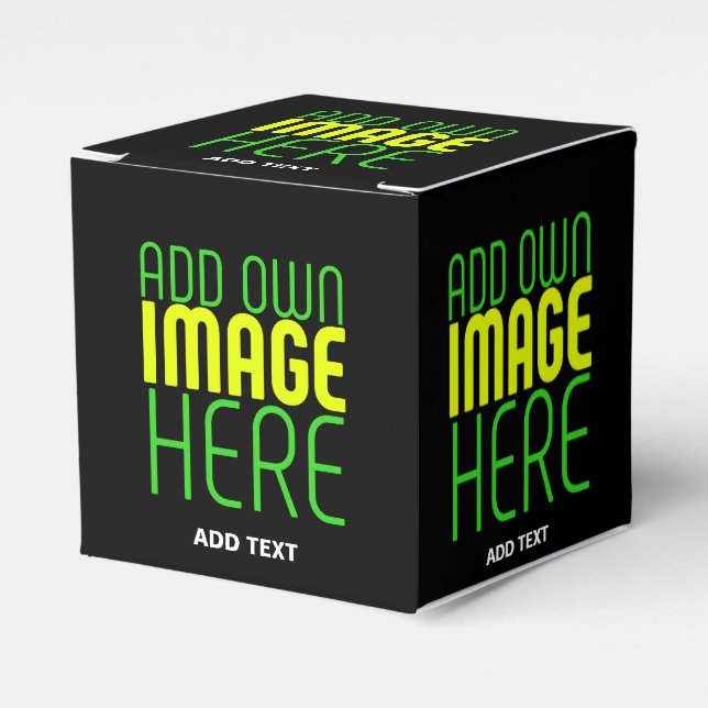 MODERN EDITABLE SIMPLE BLACK IMAGE TEXT TEMPLATE FAVOUR BOX (Front Side)