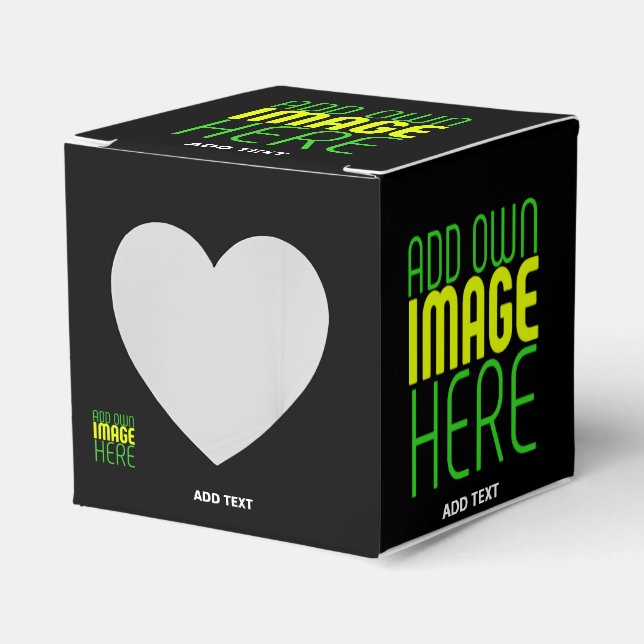 MODERN EDITABLE SIMPLE BLACK IMAGE TEXT TEMPLATE FAVOUR BOX (Front Side)