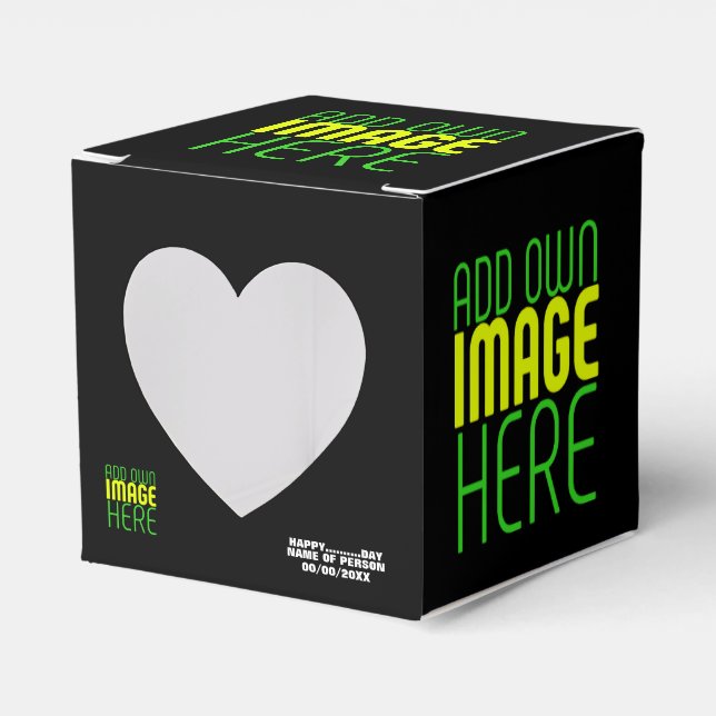 MODERN EDITABLE SIMPLE BLACK IMAGE TEXT TEMPLATE FAVOUR BOX (Front Side)