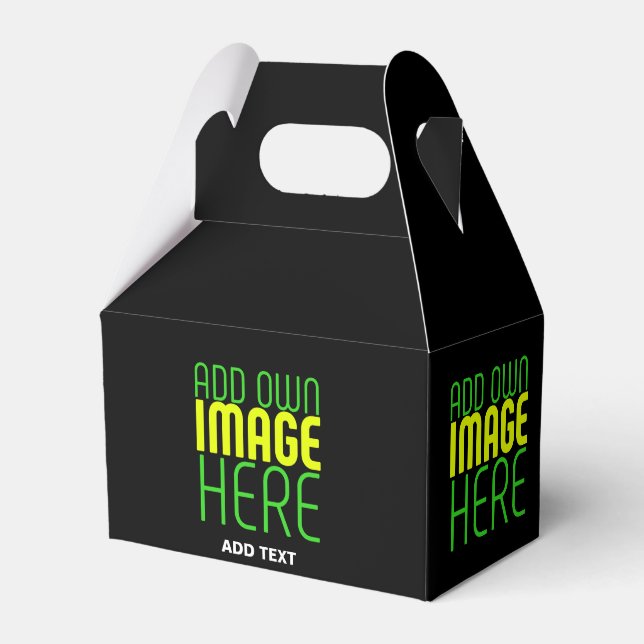MODERN EDITABLE SIMPLE BLACK IMAGE TEXT TEMPLATE FAVOUR BOX (Front Side)