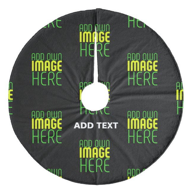 MODERN EDITABLE SIMPLE BLACK IMAGE TEXT TEMPLATE FLEECE TREE SKIRT (Front)
