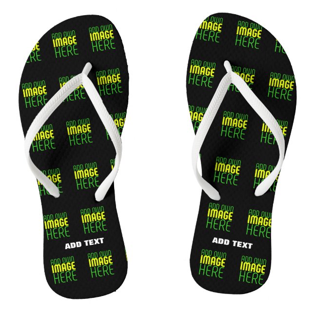 MODERN EDITABLE SIMPLE BLACK IMAGE TEXT TEMPLATE FLIP FLOPS (Footbed)