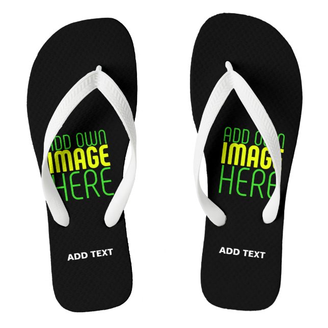 MODERN EDITABLE SIMPLE BLACK IMAGE TEXT TEMPLATE FLIP FLOPS (Footbed)