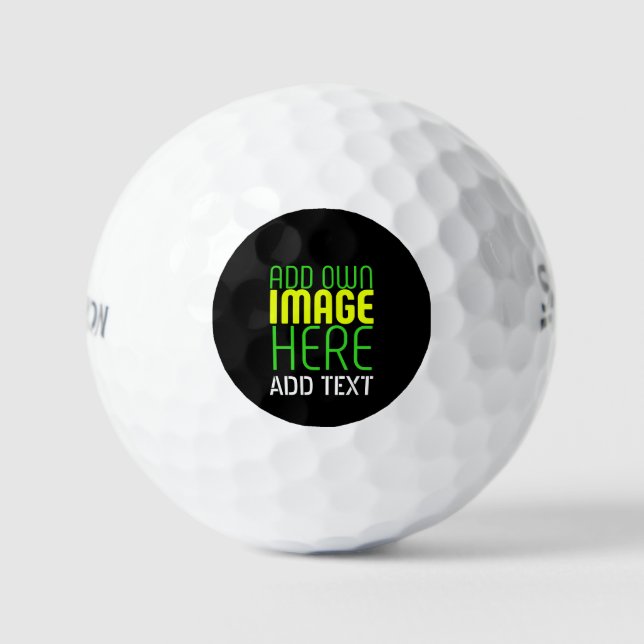 MODERN EDITABLE SIMPLE BLACK IMAGE TEXT TEMPLATE GOLF BALLS (Front)