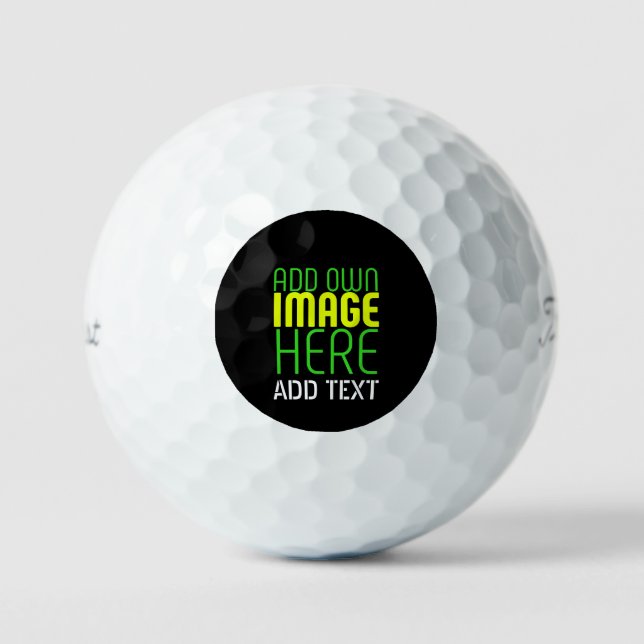 MODERN EDITABLE SIMPLE BLACK IMAGE TEXT TEMPLATE GOLF BALLS (Front)