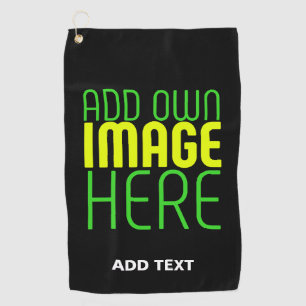 MODERN EDITABLE SIMPLE BLACK IMAGE TEXT TEMPLATE GOLF TOWEL