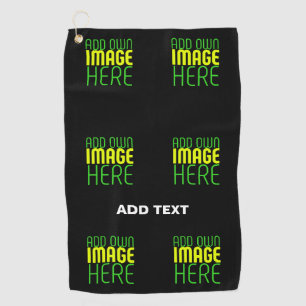 MODERN EDITABLE SIMPLE BLACK IMAGE TEXT TEMPLATE GOLF TOWEL