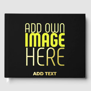 MODERN EDITABLE SIMPLE BLACK IMAGE TEXT TEMPLATE GUEST BOOK