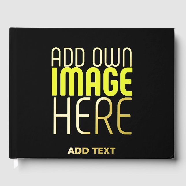MODERN EDITABLE SIMPLE BLACK IMAGE TEXT TEMPLATE GUEST BOOK (Front)