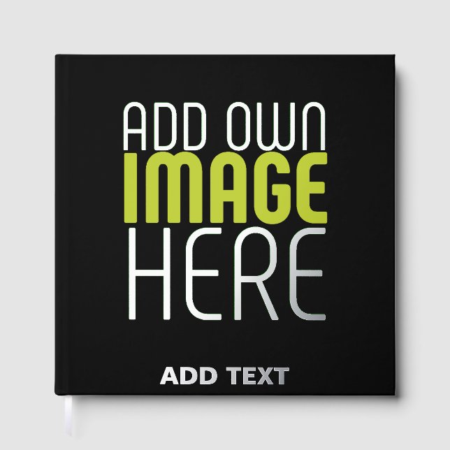 MODERN EDITABLE SIMPLE BLACK IMAGE TEXT TEMPLATE GUEST BOOK (Front)