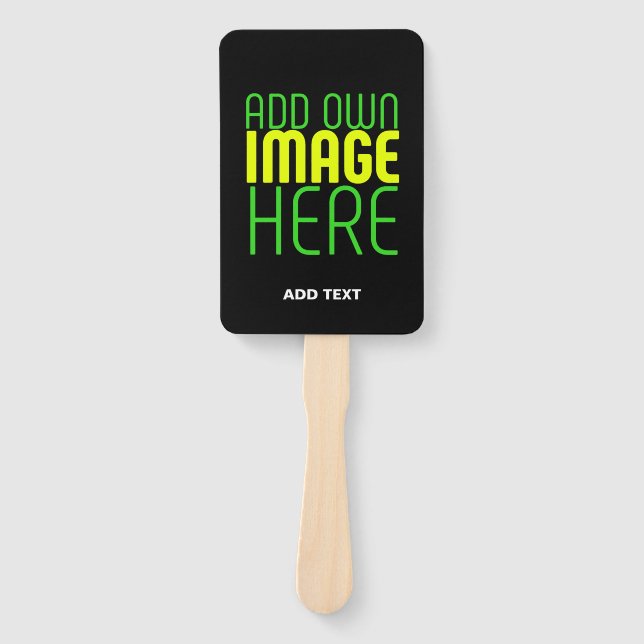 MODERN EDITABLE SIMPLE BLACK IMAGE TEXT TEMPLATE HAND FAN (Front)
