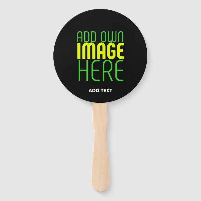 MODERN EDITABLE SIMPLE BLACK IMAGE TEXT TEMPLATE HAND FAN (Front)
