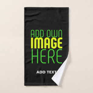 MODERN EDITABLE SIMPLE BLACK IMAGE TEXT TEMPLATE HAND TOWEL