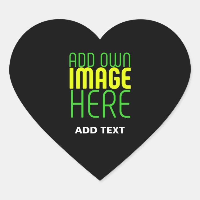 MODERN EDITABLE SIMPLE BLACK IMAGE TEXT TEMPLATE HEART STICKER (Front)