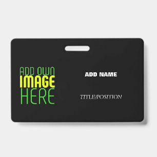 MODERN EDITABLE SIMPLE BLACK IMAGE TEXT TEMPLATE ID BADGE