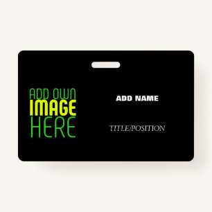 MODERN EDITABLE SIMPLE BLACK IMAGE TEXT TEMPLATE ID BADGE