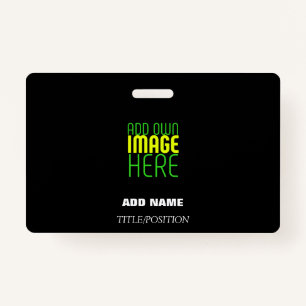 MODERN EDITABLE SIMPLE BLACK IMAGE TEXT TEMPLATE ID BADGE