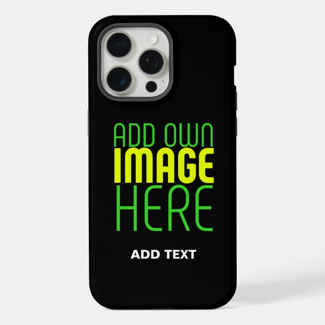 MODERN EDITABLE SIMPLE BLACK IMAGE TEXT TEMPLATE iPhone CASE (Back)