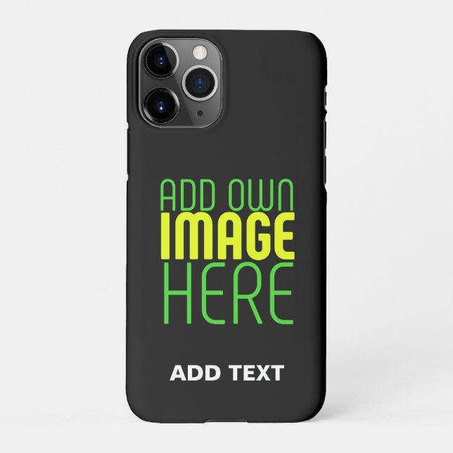 MODERN EDITABLE SIMPLE BLACK IMAGE TEXT TEMPLATE iPhone CASE (Back)