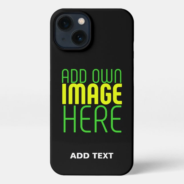 MODERN EDITABLE SIMPLE BLACK IMAGE TEXT TEMPLATE iPhone CASE (Back)