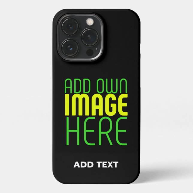 MODERN EDITABLE SIMPLE BLACK IMAGE TEXT TEMPLATE iPhone CASE (Back)