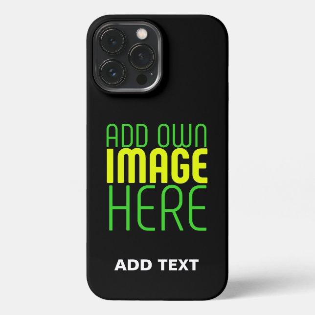 MODERN EDITABLE SIMPLE BLACK IMAGE TEXT TEMPLATE iPhone CASE (Back)