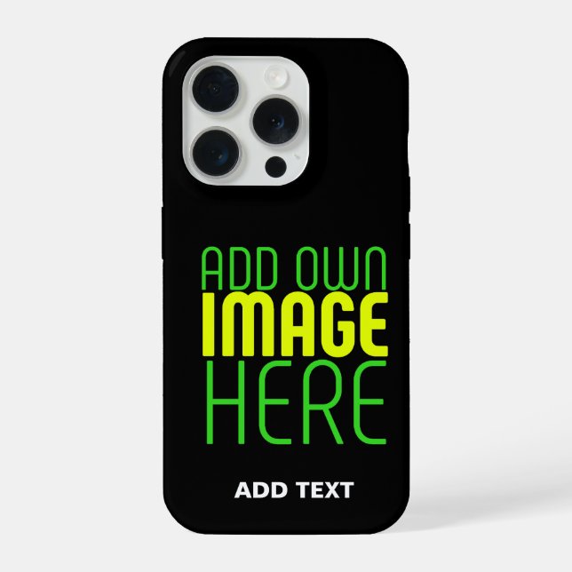 MODERN EDITABLE SIMPLE BLACK IMAGE TEXT TEMPLATE iPhone CASE (Back)