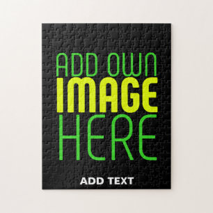 MODERN EDITABLE SIMPLE BLACK IMAGE TEXT TEMPLATE JIGSAW PUZZLE