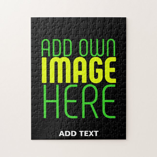 MODERN EDITABLE SIMPLE BLACK IMAGE TEXT TEMPLATE JIGSAW PUZZLE (Vertical)