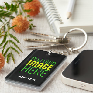 MODERN EDITABLE SIMPLE BLACK IMAGE TEXT TEMPLATE KEY RING