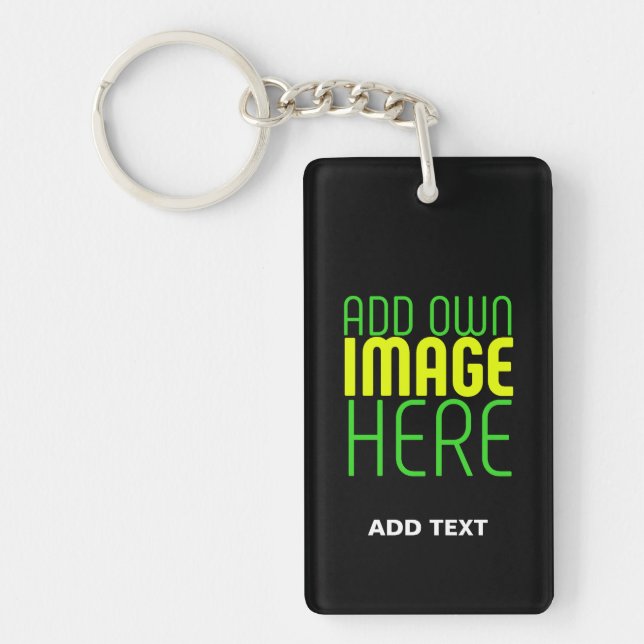 MODERN EDITABLE SIMPLE BLACK IMAGE TEXT TEMPLATE KEY RING (Front)