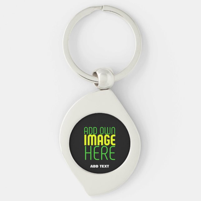 MODERN EDITABLE SIMPLE BLACK IMAGE TEXT TEMPLATE KEY RING (Front)