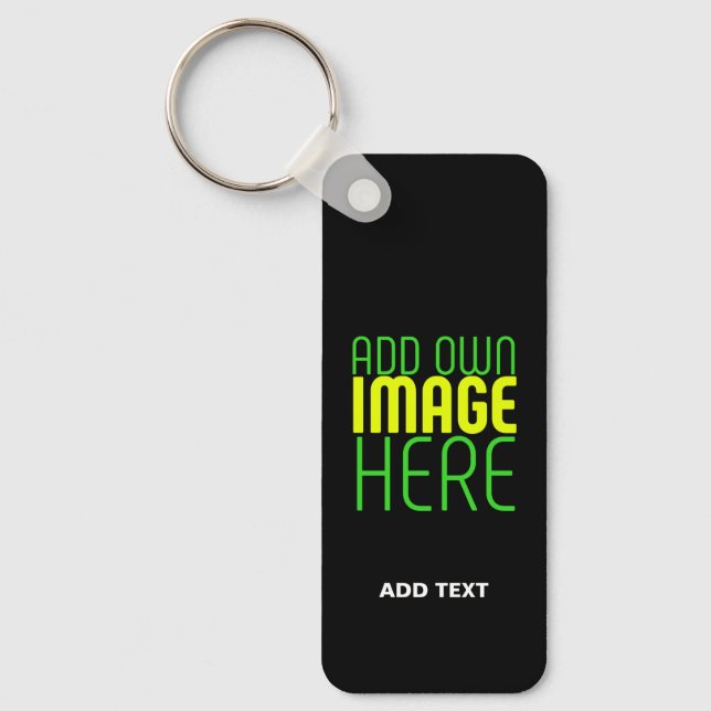 MODERN EDITABLE SIMPLE BLACK IMAGE TEXT TEMPLATE KEY RING (Front)
