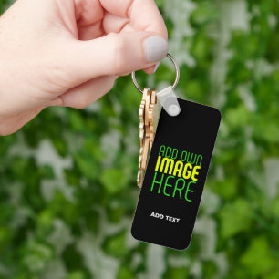 MODERN EDITABLE SIMPLE BLACK IMAGE TEXT TEMPLATE KEY RING