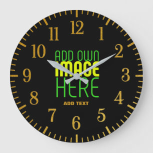 MODERN EDITABLE SIMPLE BLACK IMAGE TEXT TEMPLATE LARGE CLOCK