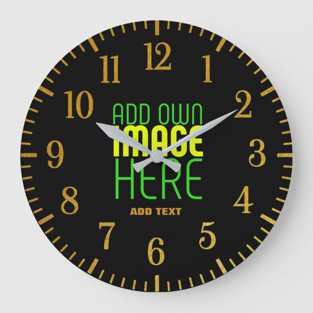 MODERN EDITABLE SIMPLE BLACK IMAGE TEXT TEMPLATE LARGE CLOCK (Front)