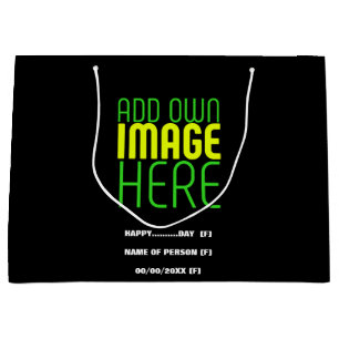 MODERN EDITABLE SIMPLE BLACK IMAGE TEXT TEMPLATE LARGE GIFT BAG