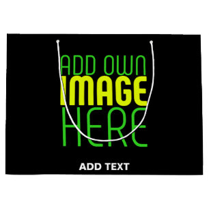 MODERN EDITABLE SIMPLE BLACK IMAGE TEXT TEMPLATE LARGE GIFT BAG