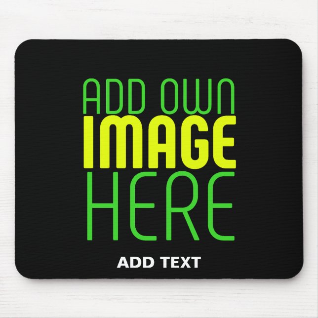 MODERN EDITABLE SIMPLE BLACK IMAGE TEXT TEMPLATE MOUSE MAT (Front)