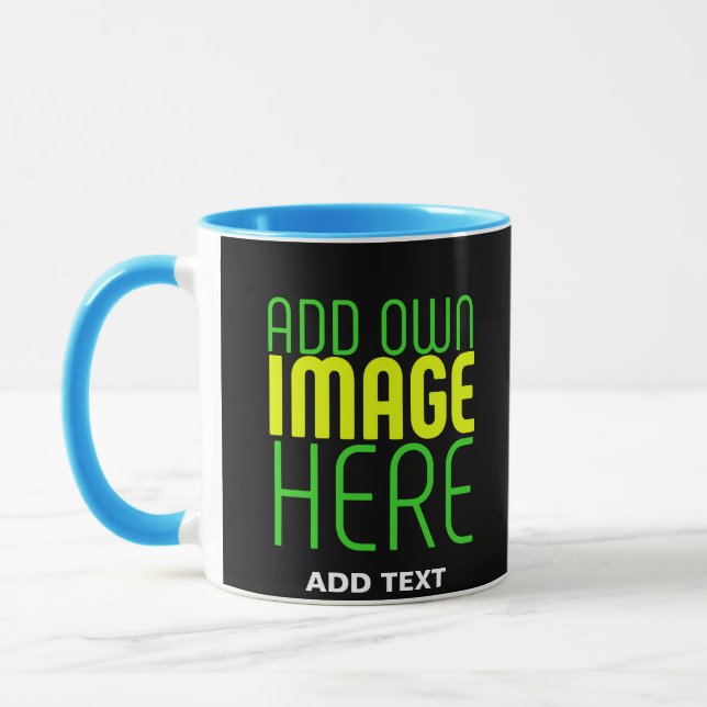 MODERN EDITABLE SIMPLE BLACK IMAGE TEXT TEMPLATE MUG (Left)