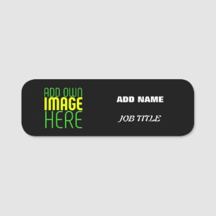 MODERN EDITABLE SIMPLE BLACK IMAGE TEXT TEMPLATE NAME TAG