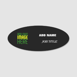 MODERN EDITABLE SIMPLE BLACK IMAGE TEXT TEMPLATE NAME TAG