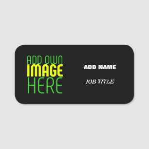 MODERN EDITABLE SIMPLE BLACK IMAGE TEXT TEMPLATE NAME TAG