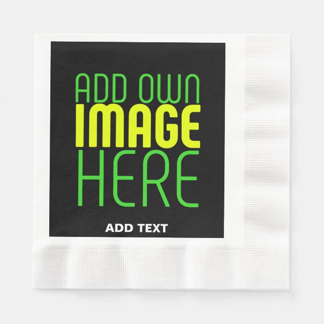 MODERN EDITABLE SIMPLE BLACK IMAGE TEXT TEMPLATE NAPKIN (Front)