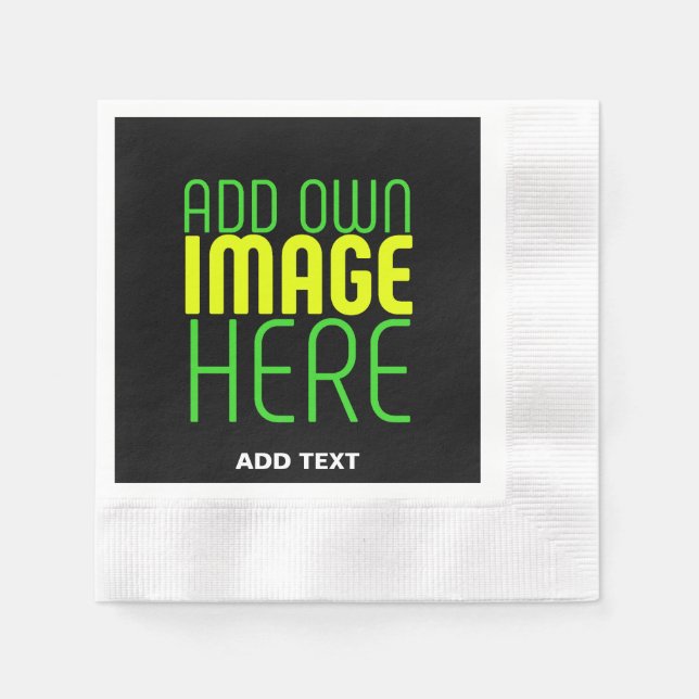 MODERN EDITABLE SIMPLE BLACK IMAGE TEXT TEMPLATE NAPKIN (Front)