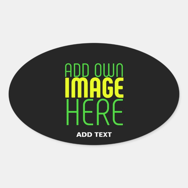 MODERN EDITABLE SIMPLE BLACK IMAGE TEXT TEMPLATE OVAL STICKER (Front)