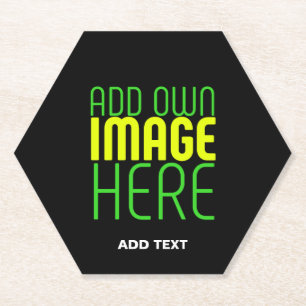 MODERN EDITABLE SIMPLE BLACK IMAGE TEXT TEMPLATE PAPER COASTER