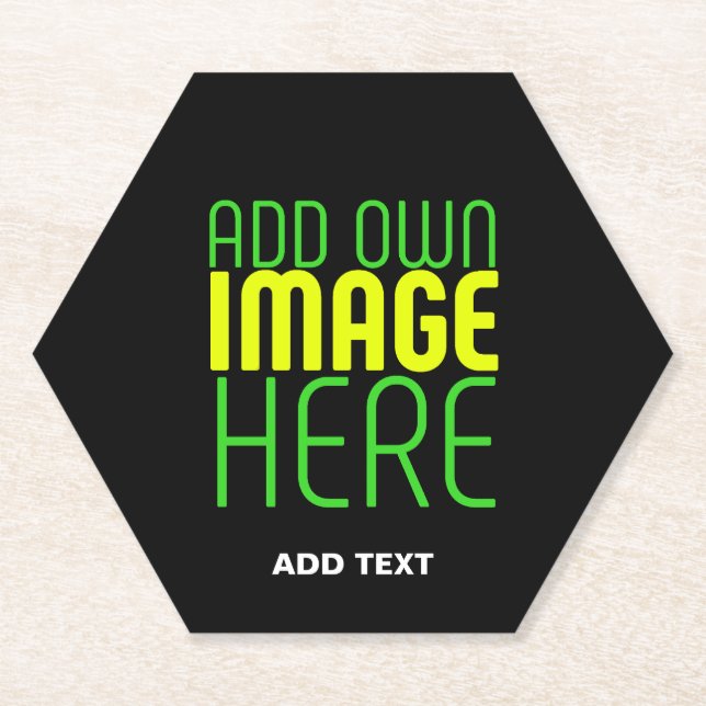MODERN EDITABLE SIMPLE BLACK IMAGE TEXT TEMPLATE PAPER COASTER (Front)